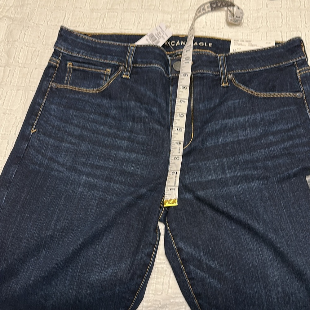 American Eagle SKINNY Dark Indigo Jeans size 16 Short. 27” inseam - Picture 2 of 6